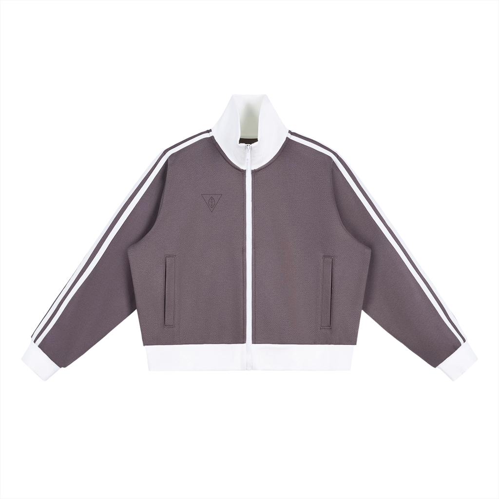 WOMEN'S CONTRAST SIDE-STRIPE FLEECE CROPPED TRACK JACKET