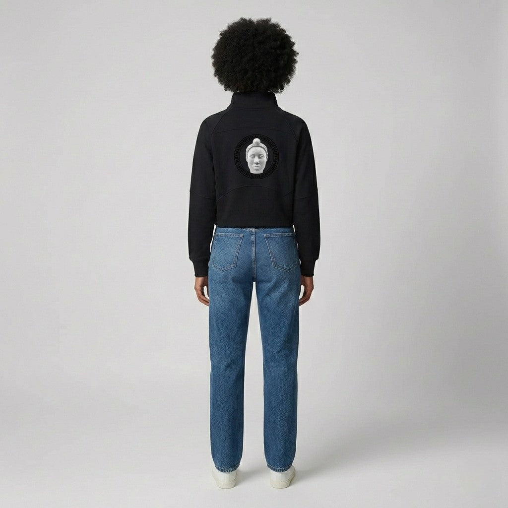 CROPPED HALF-ZIP SWEATSHIRT