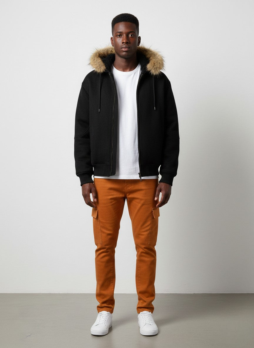 DETACHABLE FUR HOODIE JACKET