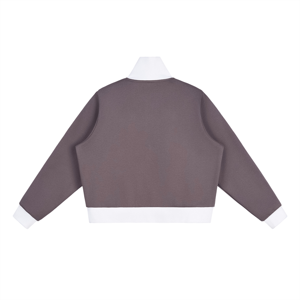 WOMEN'S CONTRAST SIDE-STRIPE FLEECE CROPPED TRACK JACKET